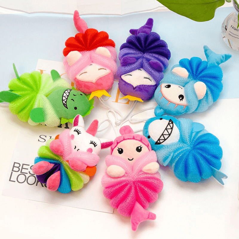 Soft Cartoon Animal Bath Sponge for Babies and Children - Colorful, Gentle, and Fun