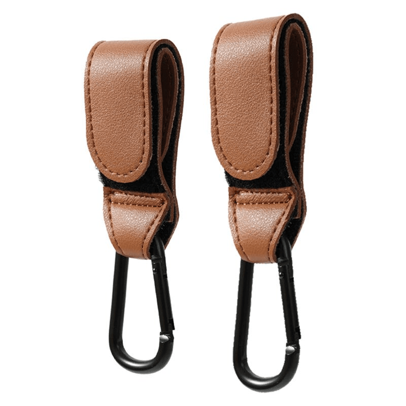 Universal Adjustable PU Leather Stroller Hooks - Versatile Baby Travel Accessories